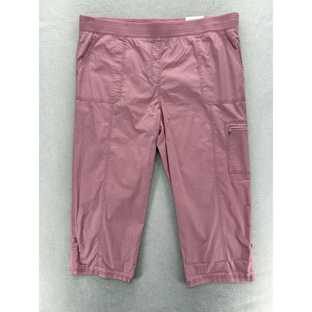 Chico's Poplin Capri Pants Womens 4 Pink Dusted Mauve Crop Convertible Stretch
